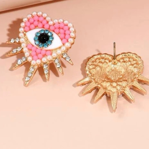 Mystical eye / evil eye style gold tone drop earrings - Picture 3 of 3